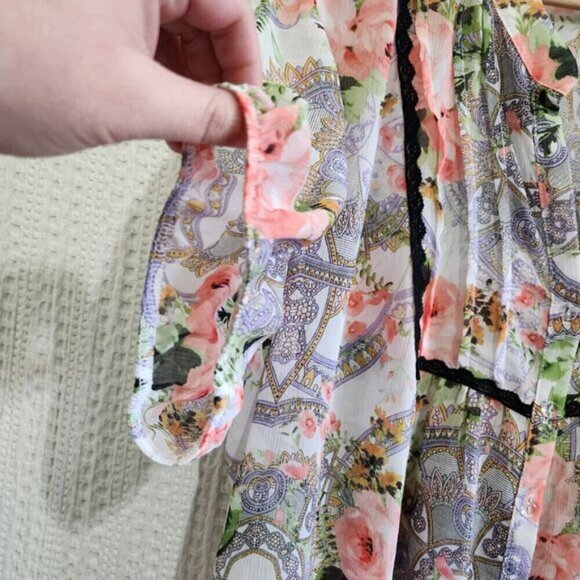 Torrid Vintage Plus Size Victorian Peasant Style Floral Pleated Blouse Size 2X - Picture 10 of 16